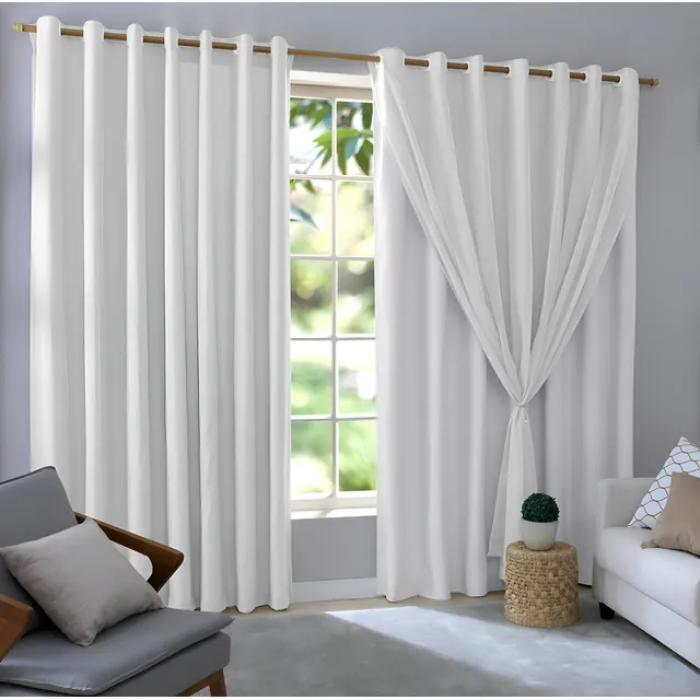 Cortina Mc Cortinas Blackout Blecaute Pvc C/ Voil 2,80 X 2,30 Cor Branco