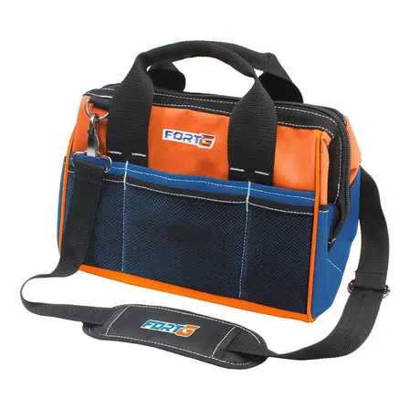 Bolsa Ferramentas FortG Pro 31cm Azul/Laranja Forro Duplo Fundo Reforçado