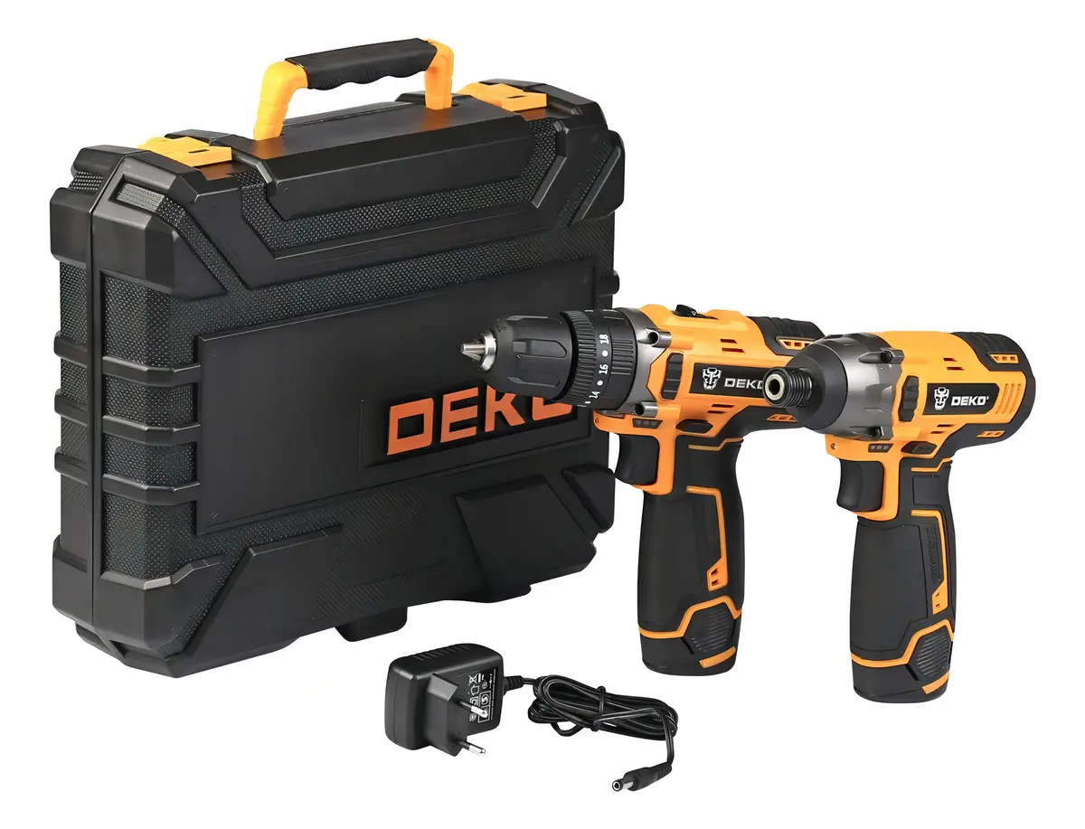 Parafusadeira Furadeira Impacto Deko 12V Bivolt Mandril 3/8 1/4 Kit