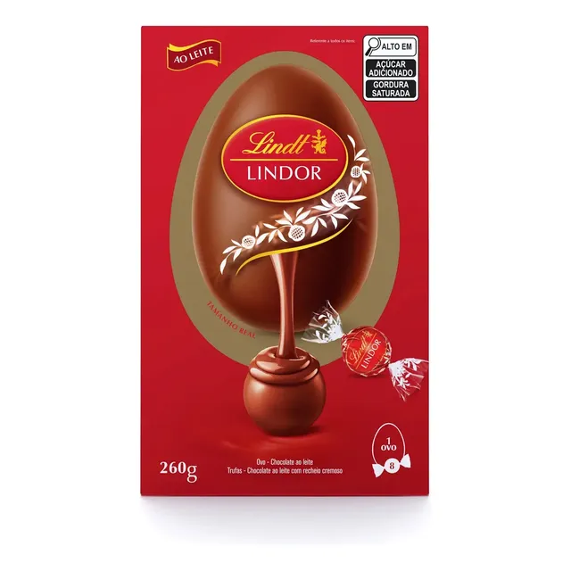 Ovo De Páscoa Ao Leite Com 8 Bombons Cremosos 260g - Lindt