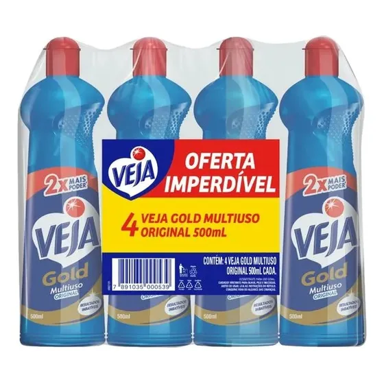 Kit Com 4 Limpadores Veja Gold Multiuso 500ml