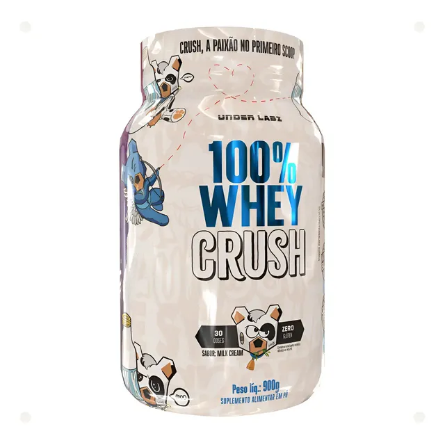 100% Whey Crush Concentrada Pote 900g Under Labz Milk Cream Sabor Leite