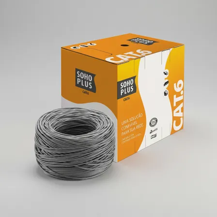 Cabo de Rede Furukawa Soho Plus CAT6 305 Metros CMX 4 Pares Anti-Chamas 24AWG - Cinza