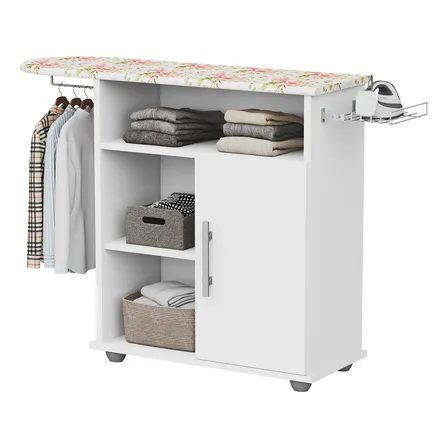Tábua de Passar Roupa com Cômoda e Prateleiras – Bela Store