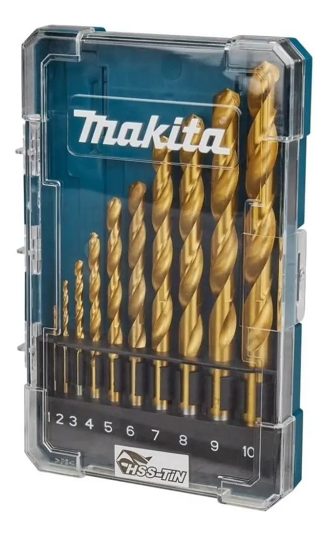 Makita D-72849 HSS jogo broca 10 peças titanio 1-10mm HSS