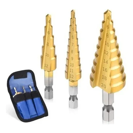 Jogo 3 Brocas Escalonadas Imperio HSS Titânio 3-20mm