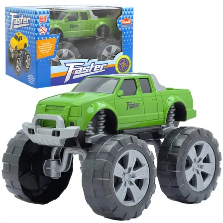 Carrinho De Brinquedo Caminhonete Carro Roda Grande Pick-up Cor Verde