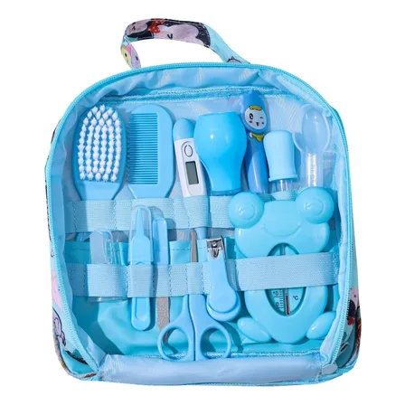 Kit Higiene Cuidados Saúde Bebê Recém Nascido 13pc Cor Azul