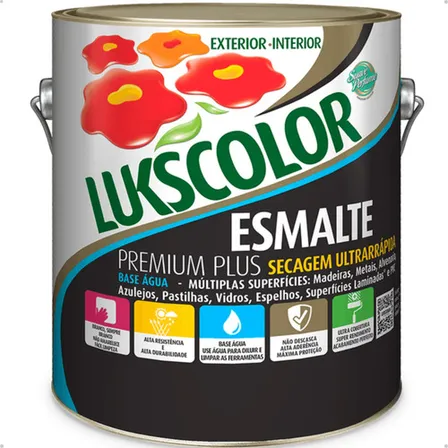 Lukscolor tinta esmalte ferro madeira brilhante base água 900ml branca