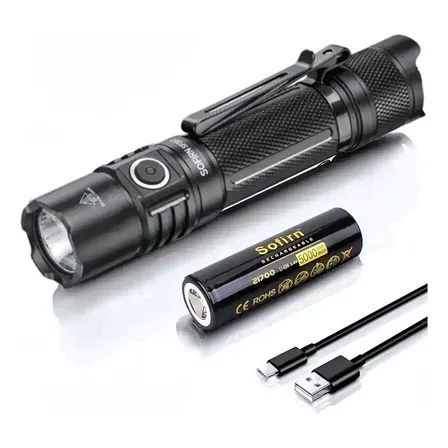 Lanterna Tática LED Sofirn SP35T 3800 Lúmens Alcance 280m USB