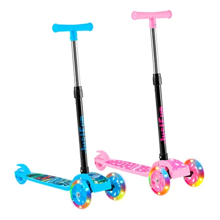Patinete Infantil 3 Rodas De Led Dobrável Scooter Crianças Cor Rosa