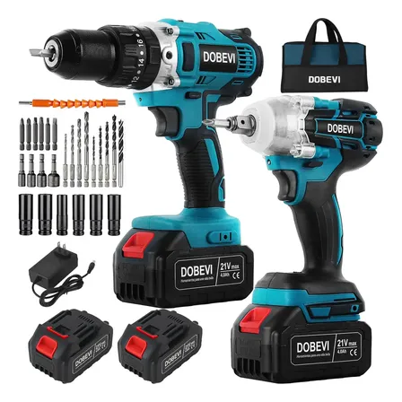 Chave De Impacto + Parafusadeira Furadeira Com Baterias