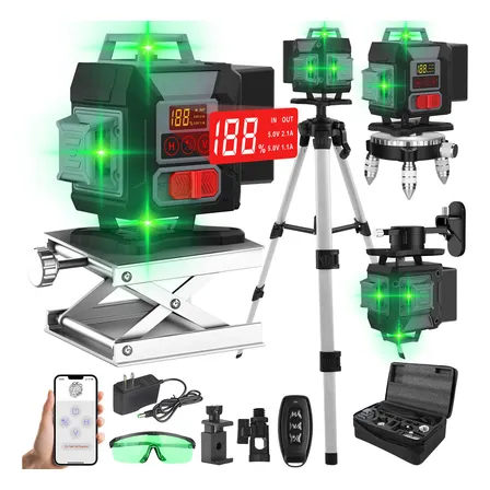 Nível Laser Verde 16 Linhas Automático 2 Bateria+1.2m Tripé