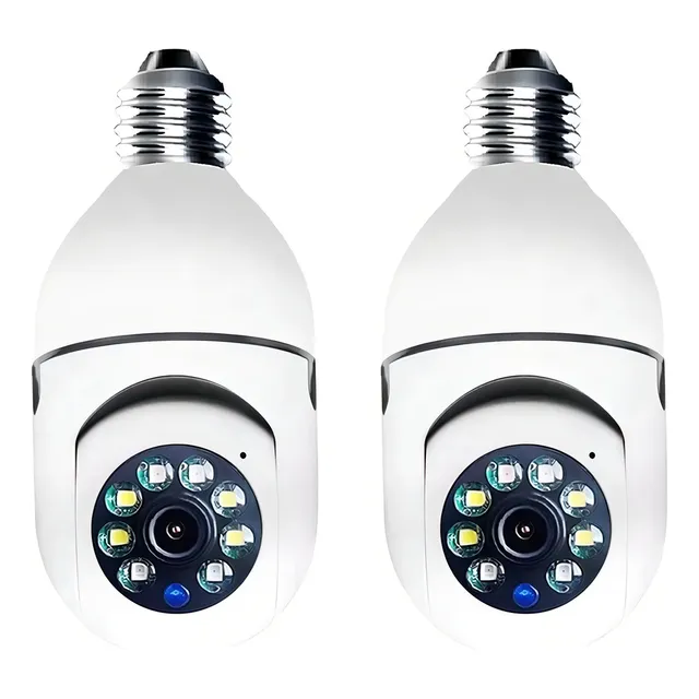 Kit 2 Câmeras Segurança 360º Jortan Wifi Ip Hd Visão Noturna Lâmpada Camera Lâmpada Wifi 360