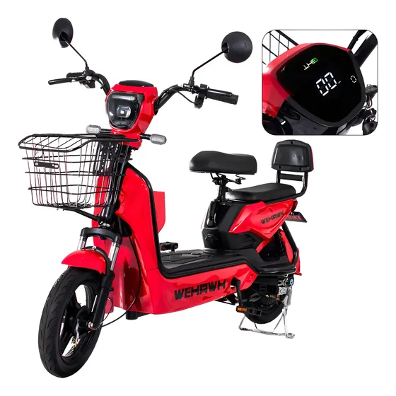 Bicicleta Elétrica Scooter Bike 500W Autonomia Até 35 Km Bike 32 Km/h Suporta 120 kg Não Precisa De Cnh Nem Emplacamento Cor Vermelha