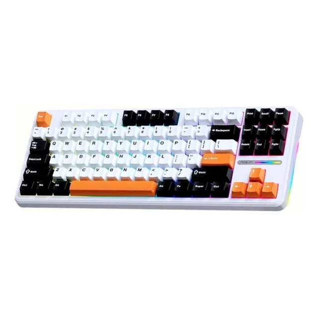 Teclado Mecânico Epomaker Aula F87 Rgb Gamer Hot Swap Gasket Branco Inglês Us
