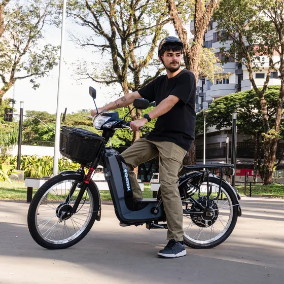 Bicicleta Elétrica 500w Sb500 Bike Scooter Wehawk Velocidade 32 Km/h Autonomia 40 Km Bateria 48V 12 Ah Ebike Wx o1 Pedal assistido Cor Preta