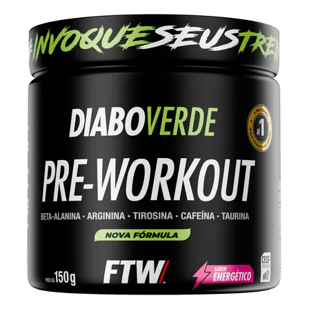 Suplemento Em Pó Pre Treino Pre Workout Pote 150g Sabor Energético FTW - DIABO VERDE