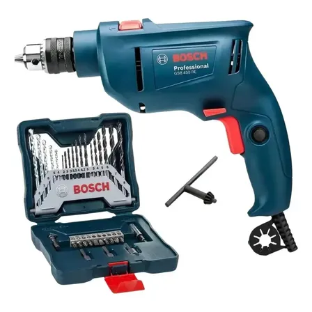 Furadeira Industrial Impacto Rev 450w Gsb 450 Re Bosch + Kit