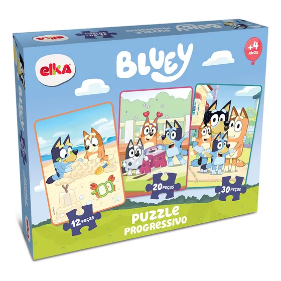 Quebra-cabeça Puzzle Progressivo Bluey 12, 20 E 30 Peças Elka