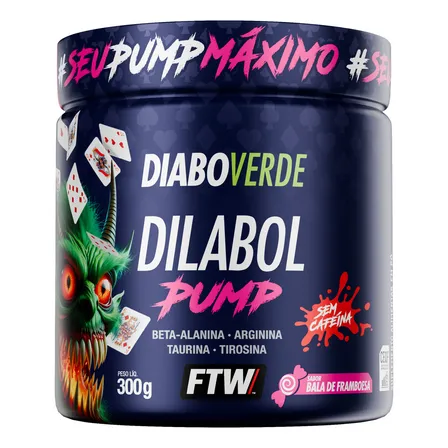 Dilabol Pump Pré Treino Pote 300g Sabor Bala De Framboesa Diabo Verde - FTW