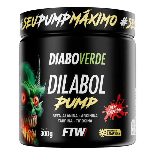 Dilabol Pump Pré Treino Pote 300g Sabor Frutas Amarelas Diabo Verde - Ftw