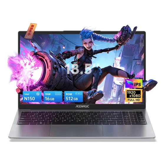 Acemagic Notebook UltraBook AX18 18,5" cinza 16 GB de RAM - SSD de 512 GB HDD de 512 GB Processador AMD Intel Cinza