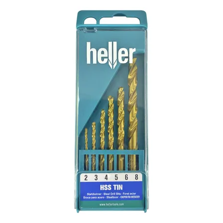 Jogo Brocas Escalonadas HSS-TIN Heller 2-8mm 6 Peças DIN 338