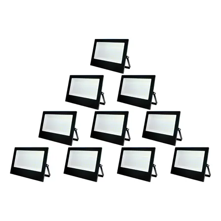 Kit 10 Refletor Led Slim Externo 200w 6500k Branco Frio Ip66 110v/220v Bivolt Preto Cod: ALUT000702-10 Alut By Avant