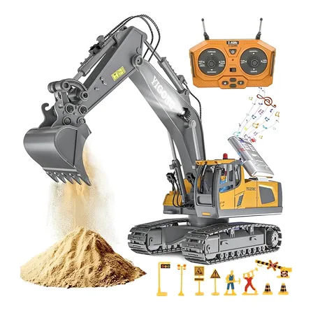 Escavadeira RC Lictin 11 Canais Pá Metal 1:16 Controle Remoto 2,4 GHz