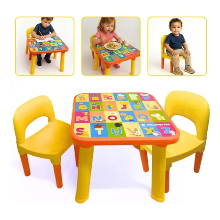 Mesinha Infantil Com 2 Cadeiras Educativa Alfabeto Completo Atacarejo Kids