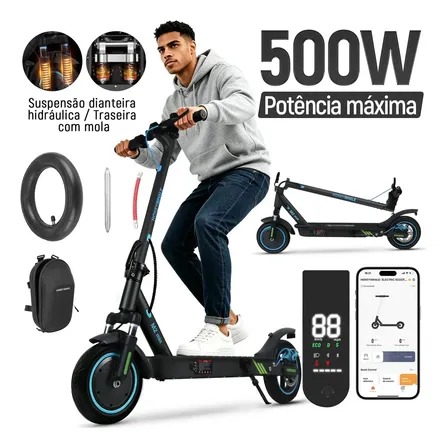 Honeywhale M2 Max Patinete Elétrico Adulto, 500w Scooter Eletrica, Velocidade Máxima De 32km/h, Autonomia De 22km, Patinete Juvenil Dobrável Com Aplicativo Bluetooth, Capacidade Máxima De 120 Kg
