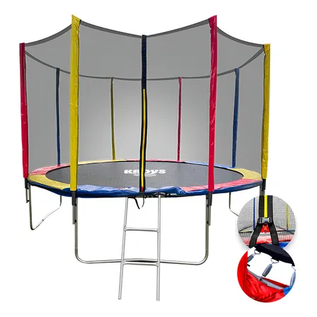 Cama Elástica Pula Pula Grande Gigante Trampolim 3,66 Metros Com Rede De Proteção Lona Preta Ziper De Segurança Kroys Brinquedos Suporta 260kg