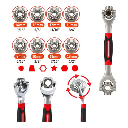 Chave Multifuncional 48 Em 1 Aço Inoxidável Ajustável 360° Com Cabo Antiderrapante