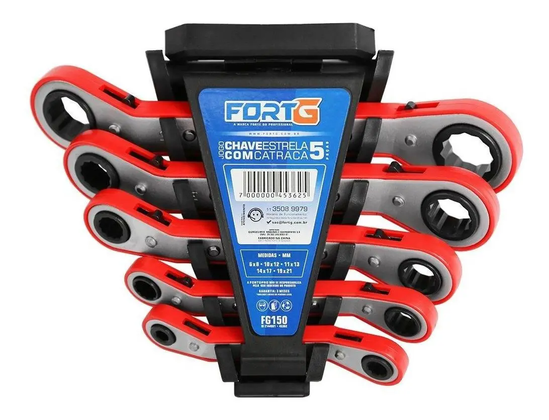 Jogo De Chaves Estrela Catraca 6 X 21 Mm 5 Peças Fortgpro