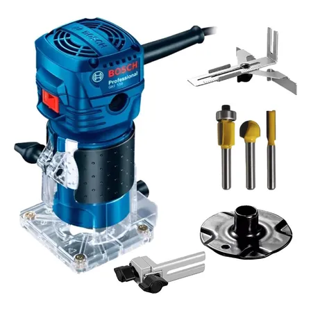 Tupia 6mm 550w 2 Pinças Gkf550 Bosch + Jogo De Fresas Evald 127v