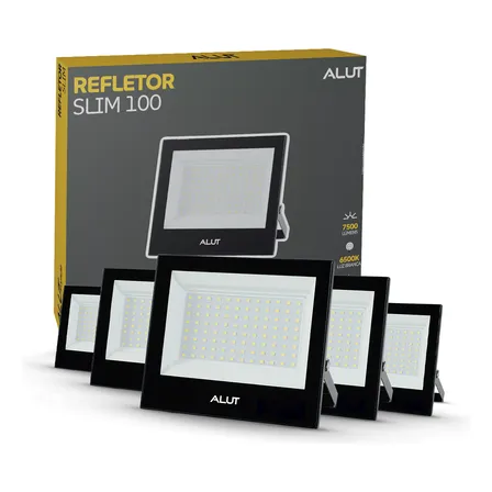Kit 5 Refletor Led 100w 6500k Branco Frio A Prova D'água Alut Cod: Alut000701-5 Alut By Avant