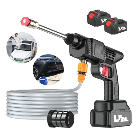 Lavadora De Alta Pressão Lava Jato Portátil Com 2 Baterias Com Maleta Mini Elétrica Recarregável De Lavar Carro Profissional Potência Turbo Limpeza Compacta Potente Regulável Agua Marca Lfal Preto