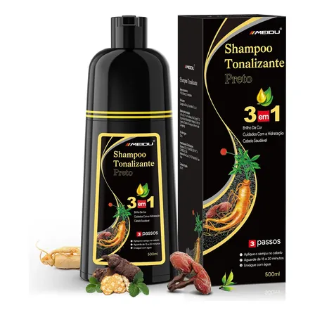 Meidu Shampoo Tonalizante Para Cobrir Cabelo Cinzentoshampoo Black Hair Dyeshampoo Grisalhoshampoo Cabelo Pretoshampoo Para Cabelos Brancoscoloração Em Shampoo Preto 500ml