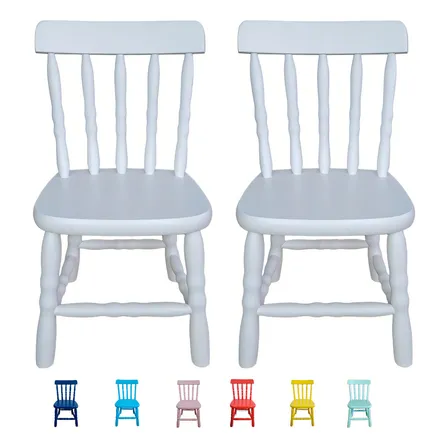 Cadeiras Infantis de Madeira Brancas 2 Unidades Suporta até 120kg