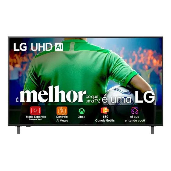 Smart TV LG UHD AI UA85 86 polegadas HDR10 Pro Processador α7 AI Ger 8 webOS 25