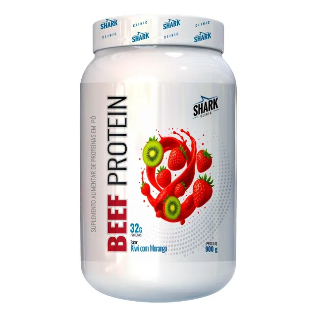 Whey Protein Zero Lactose Beef 900g Morango C/kiwi Shark Pro