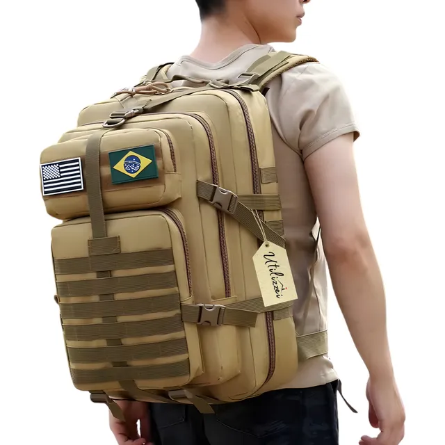 Mochila Tática Militar Impermeável Reforçada Bolsa Grande Viagem Assault Resistente Bandeira Utilizzei