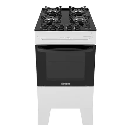 Fogão 4 Bocas Itatiaia Vidro Temperado Electra Glass Branco