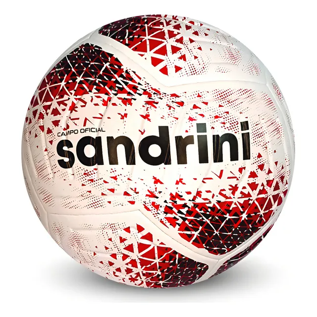 Bola Futebol Campo Profissional Sandrini Premium Grama Natural Branca E Vermelha Branco E Vermelho
