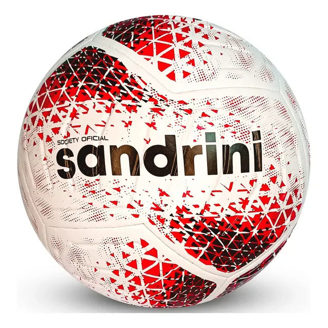 Bola Futebol Society Sandrini Pro Grama Sintética Branco Vermelho Branco E Vermelho