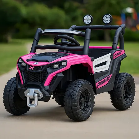 Carro Jeep Elétrico Infantil Controle Remoto Pedal Sons Cor Rosa