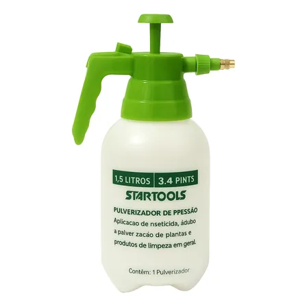 Borrifador 1,5l Verde Pressão Manual Jato Regulável Pressão