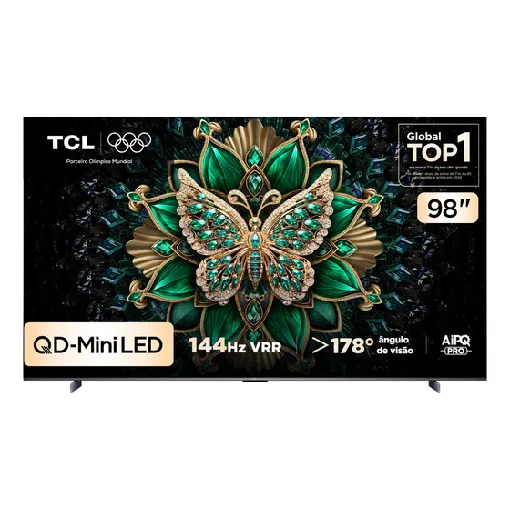 Smart TV TCL 98 Polegadas QLED Mini LED Matte 4K C6K WiFi Bluetooth Google TV 144Hz VRR HDR10+ 98C6K