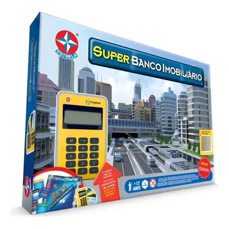 Jogo Super Banco Imobiliário Tabuleiro Cartão Maquininha De
